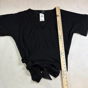 Daytrip Black Tie-Front Short Sleeve Top